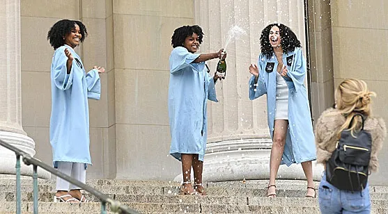 Columbia students celebrate, Champagne Pop