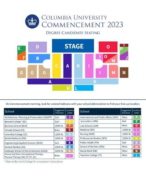 Degree Candidates Seating Map