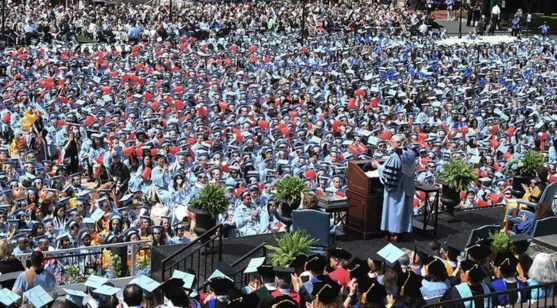 President Lee C. Bollinger giving a speech during University Commencement