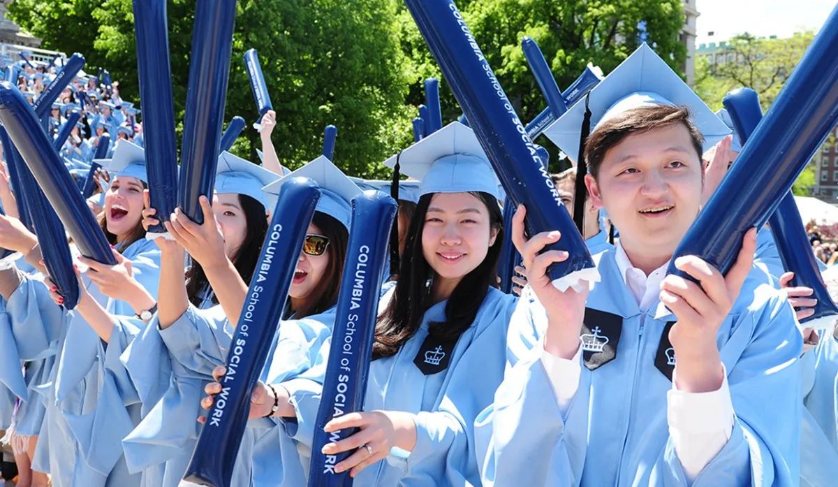 Graduating students from the School of Social Work during commencement ceremony