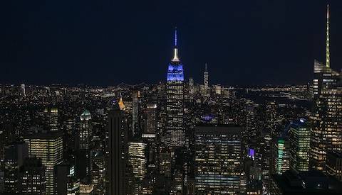 Empire State of Mind lit up in blue to honor Columbia University graduates 