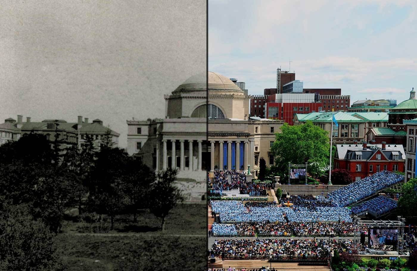 Columbia University Old and New side by side