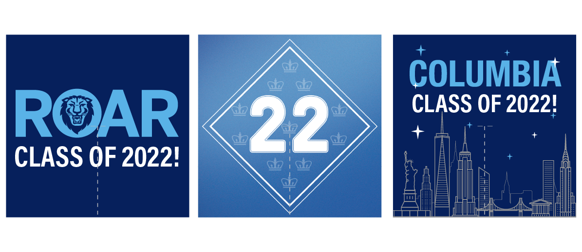 2022 Columbia University commencement Roar collage of mortarboards academic cap toppers