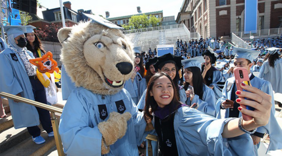 Selfie with Roar-E during University Commencement