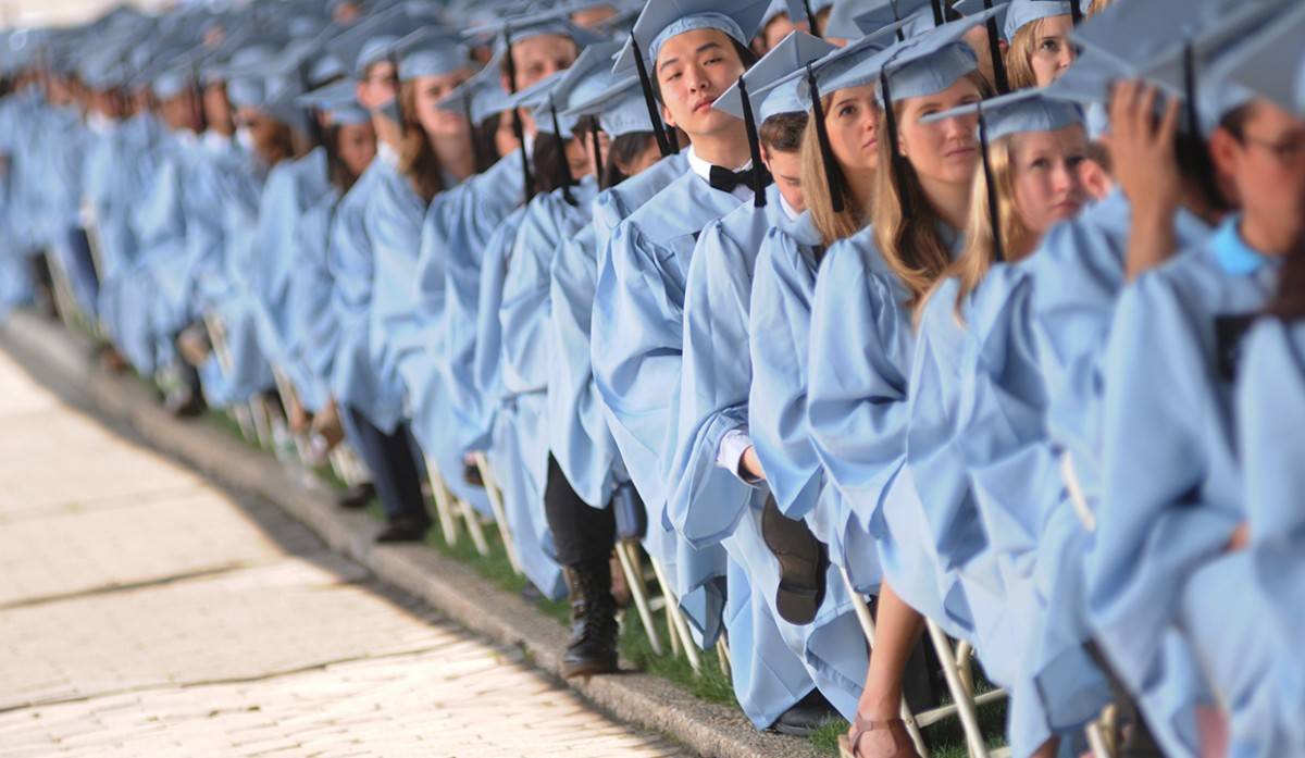 Graduating students seated for Columbia commencement ceremony